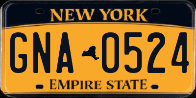 NY license plate GNA0524