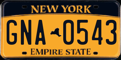 NY license plate GNA0543