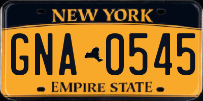 NY license plate GNA0545