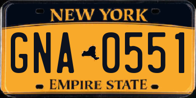 NY license plate GNA0551