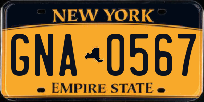 NY license plate GNA0567