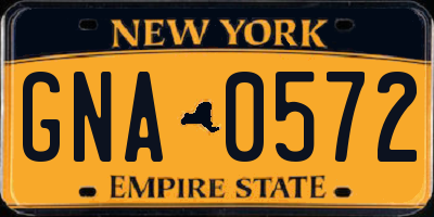NY license plate GNA0572