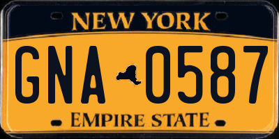 NY license plate GNA0587