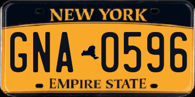 NY license plate GNA0596