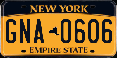 NY license plate GNA0606
