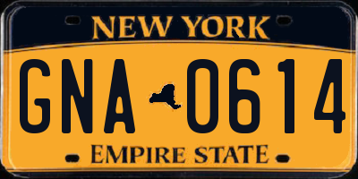 NY license plate GNA0614
