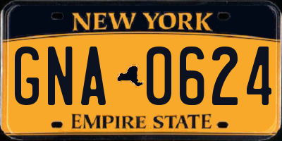 NY license plate GNA0624