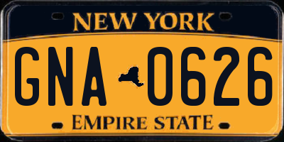 NY license plate GNA0626