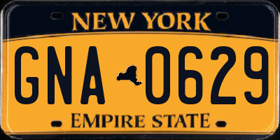 NY license plate GNA0629