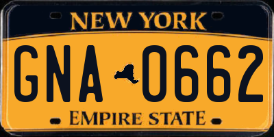 NY license plate GNA0662