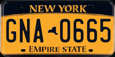NY license plate GNA0665