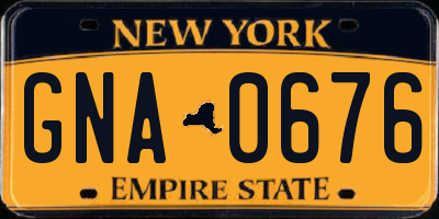NY license plate GNA0676