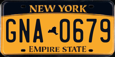 NY license plate GNA0679