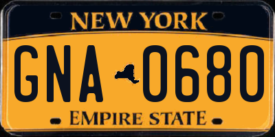 NY license plate GNA0680