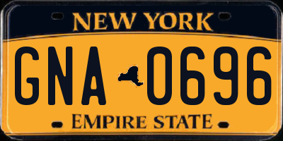NY license plate GNA0696