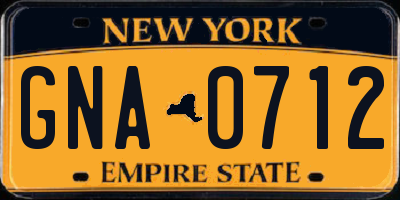 NY license plate GNA0712