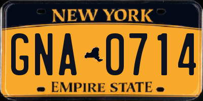 NY license plate GNA0714