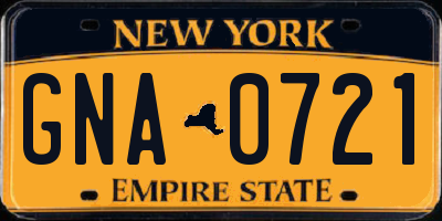 NY license plate GNA0721