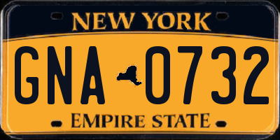NY license plate GNA0732