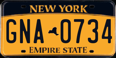 NY license plate GNA0734