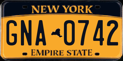 NY license plate GNA0742