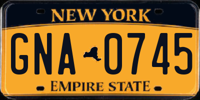NY license plate GNA0745