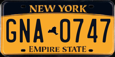 NY license plate GNA0747