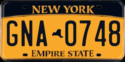 NY license plate GNA0748