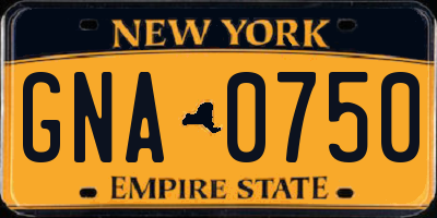 NY license plate GNA0750