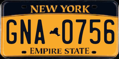 NY license plate GNA0756