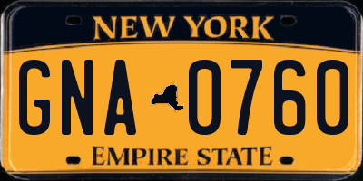 NY license plate GNA0760