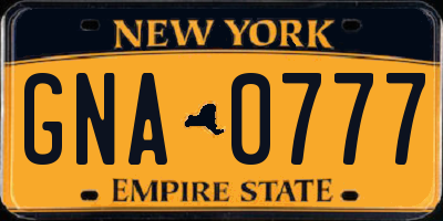 NY license plate GNA0777