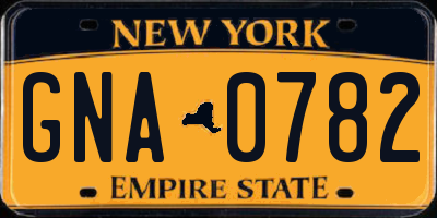 NY license plate GNA0782