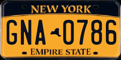 NY license plate GNA0786