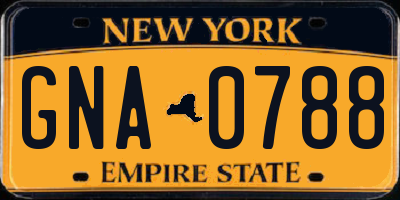 NY license plate GNA0788