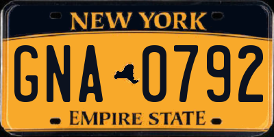 NY license plate GNA0792