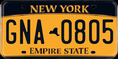 NY license plate GNA0805