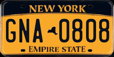NY license plate GNA0808