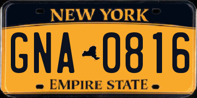 NY license plate GNA0816