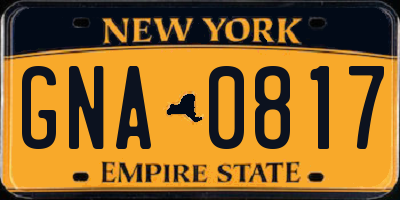 NY license plate GNA0817