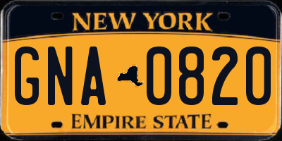 NY license plate GNA0820