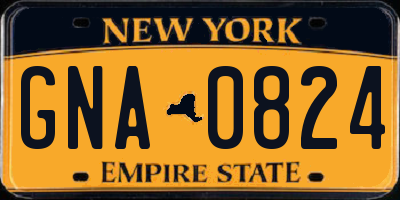 NY license plate GNA0824