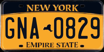 NY license plate GNA0829