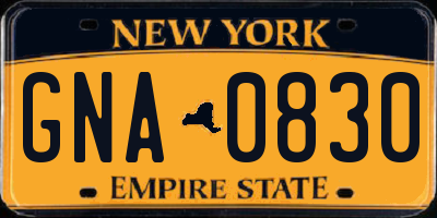 NY license plate GNA0830