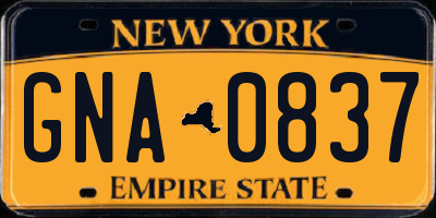 NY license plate GNA0837