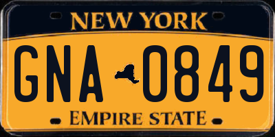 NY license plate GNA0849