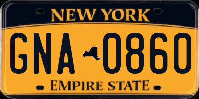 NY license plate GNA0860
