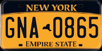 NY license plate GNA0865