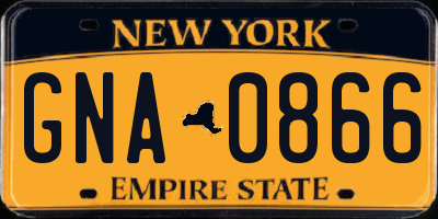 NY license plate GNA0866