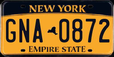 NY license plate GNA0872